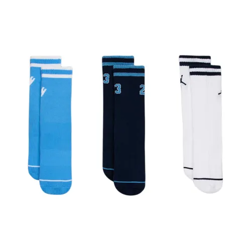 Jordan Apparel 3 Pack Светло-Синий + Темно-Синий + Белый Kids Носки
