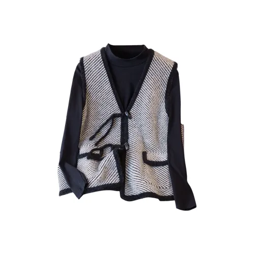 Cypress House Черный Белый Саржа Женские Жилеты