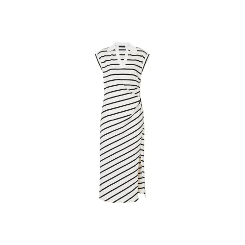 MOCO Без рукавов Платье Женское Белое Черные полосы