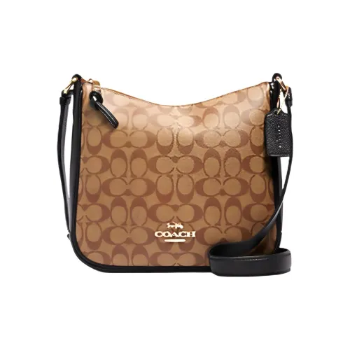 COACH Ellie Холщовая кожа Сумка через плечо Сумка на плечо Унисекс Хаки Коричневый