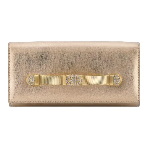 BVLGARI Tubogas Collection Клатч из телячьей кожи женский золотой