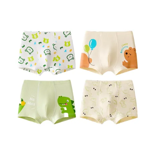 MIIOW 4 пачки Светло-зеленый + Светло-желтый + Светло-зеленый + Белый Детское нижнее белье