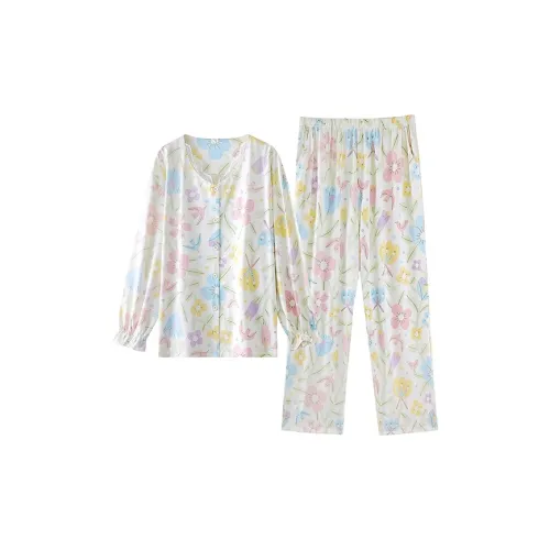 QINJING Абрикос Женские Пижамные Комплекты