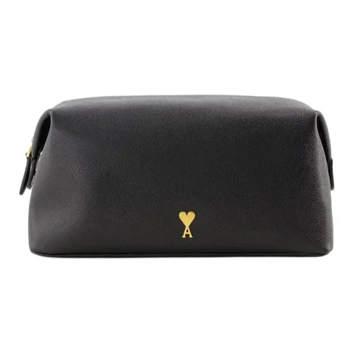AMIPARIS Сумка для туалетных принадлежностей из коровьей кожи унисекс черного цвета