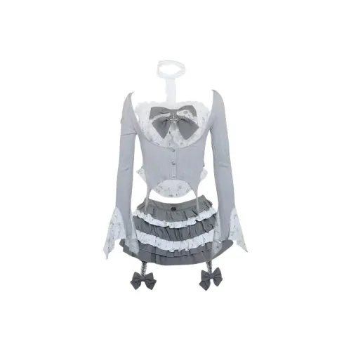 TIBINB Серый Женские Комплекты с Юбкой