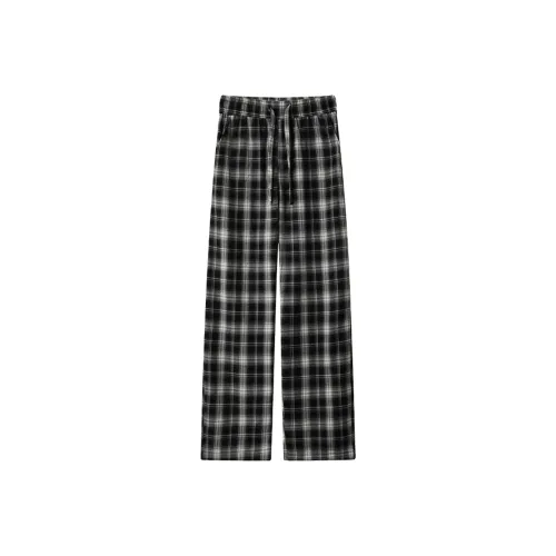 ZYKY Black Plaid Unisex Casual Pants ZYKY Черные Клетчатые Унисекс Повседневные Штаны