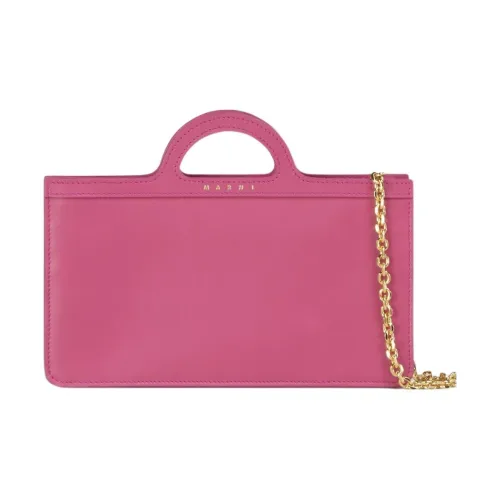 MARNI Телячья кожа Одно плечо Через плечо Портативный Кошелек Женский Розовый