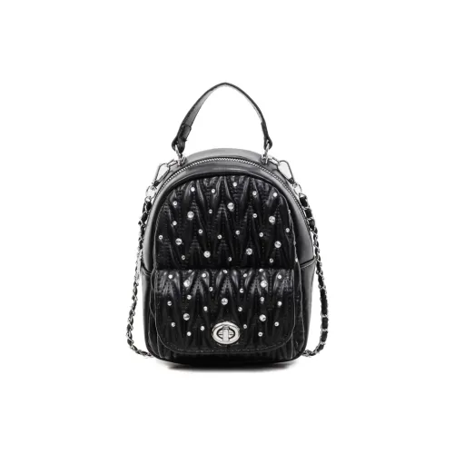 Meow In The Grass ПУ (полиуретан) Рюкзак Стандартный Женский Черный Экрю Розовый Серебряный