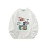 Белый флисовый свитшот с круглым вырезом