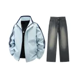 Комплект одежды (Светло-синяя куртка + Винтажные синие штаны)