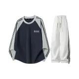 Темно-синий, синий, серый, рукава, топ + серый, K