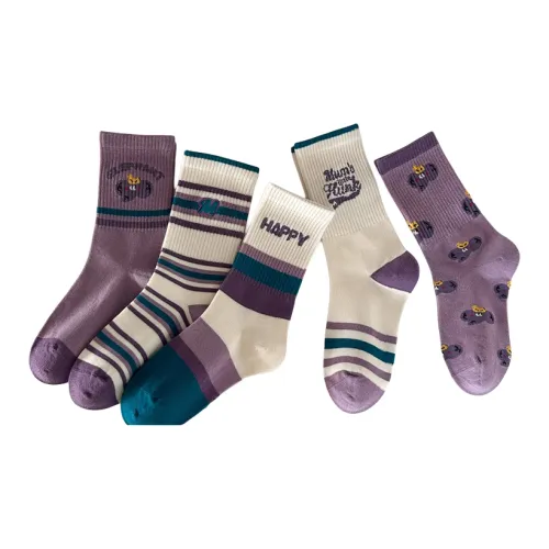 QUANJIAHUI Комбо набор 5 пар унисекс носки MID до икры