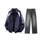 Комплект одежды (Темно-синяя куртка + винтажные синие штаны)