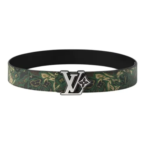 LOUIS VUITTON Кожаные ремни Мужской Зеленый Черный 4CM