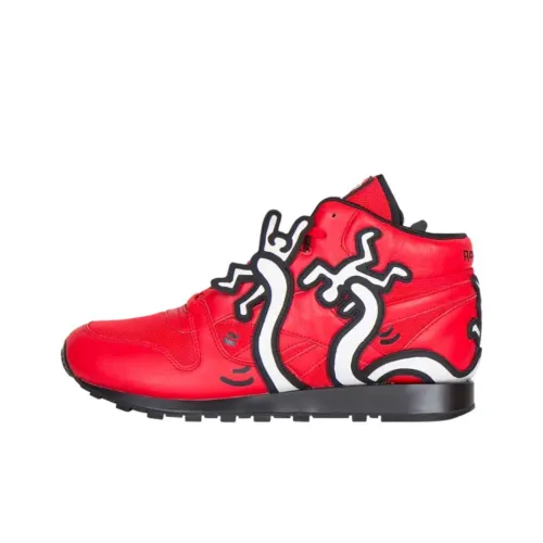 Keith Haring x Reebok Classic Leather MID Топ Casual Мужской Красный