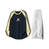 Темно-синий, синий и желтый топ с рукавами + серый K