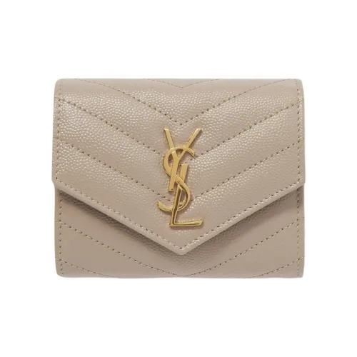 SAINT LAURENT Телячья кожа Кошелек Женские Бежевый