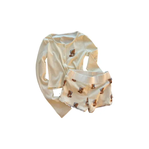 ECONICE Медвежонок Длинный рукав Рубашка и Шорты Комплекты [Высокое качество Рекомендация Edition] Женские Пижамные комплекты