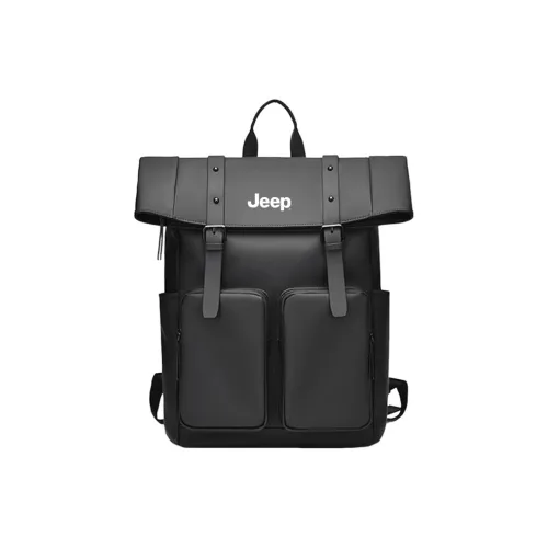 JEEP Oxford с кожаными вставками покрытый пленкой рюкзак стандартный мужской черный