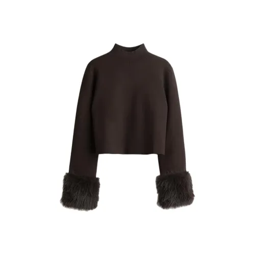 H M Темно-коричневые женские свитеры