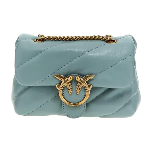 PINKO Love Series Телячья кожа Сумка через плечо Женская Светло-синяя