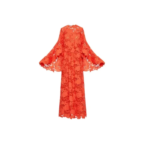 Oscar De La Renta SS24 Длинное платье с длинными рукавами женское лавовый оранжевый