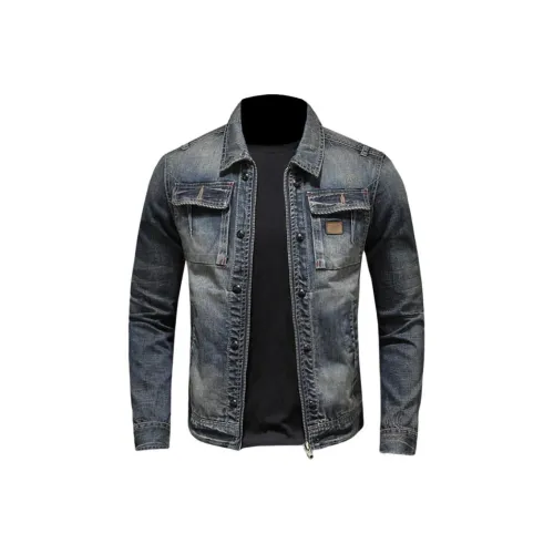 SINKACME Синий Байкеры Куртка Мужская Джинсовая Куртка