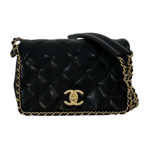 CHANEL С рельефным тиснением Телячья кожа Сумка через плечо Мини Женская Черная