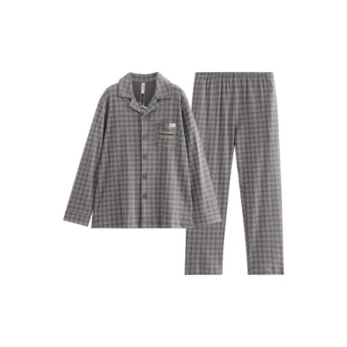 FENTENG FJ26930628 Gray Plaid Men's Pajama Sets