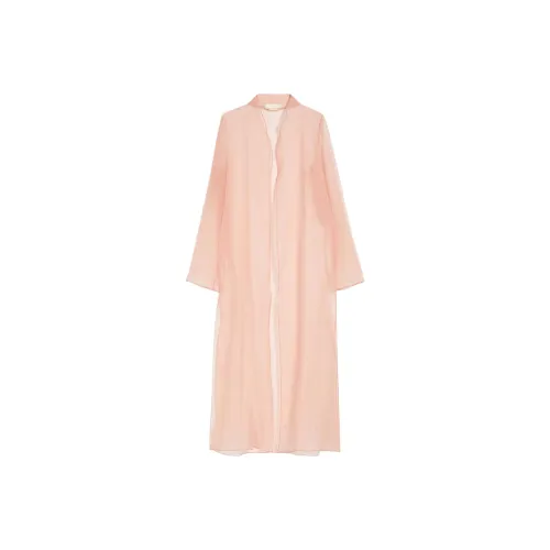MaxMara Fondi Collection Шелк Crepon Duster Пальто Женское Розовый