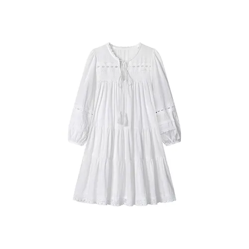 UYH Белый Женский Длинный Рукав Платья