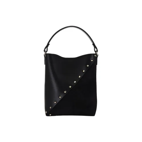 Valentino ROCKSTUD WISPY Кожаная сумка-ведро сумка через плечо сумка женская черная