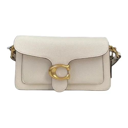 COACH Tabby Полированная Галечная Кожа Портативная Сумка через плечо Сумка на плечо Средняя Женская Мел и Латунь