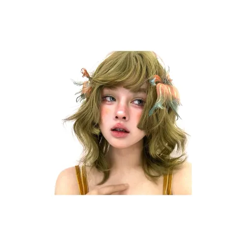 YOSEE Зеленый Wig Короткий BOB Аниме Многоцветный Женские Полная Перчатка Высокая Температура Пряжа Короткий Кудрявые Волосы