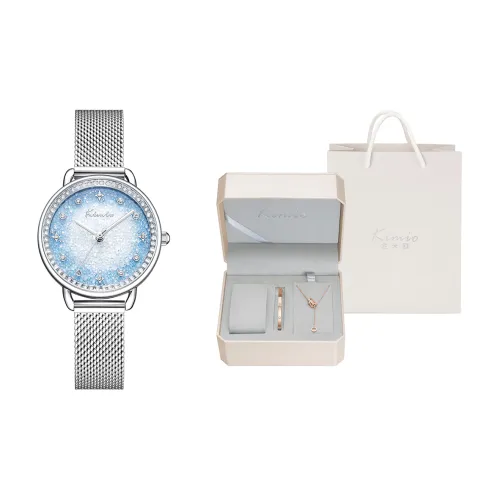 Kimio Golden Rice Crushed Ice Collection Ocean's Heart Кварцевый механизм Стальной ремешок Часы Женские Часы Синий циферблат