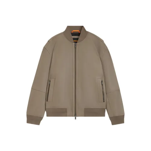 Hugo Boss Светло-коричневые мужские кожаные куртки