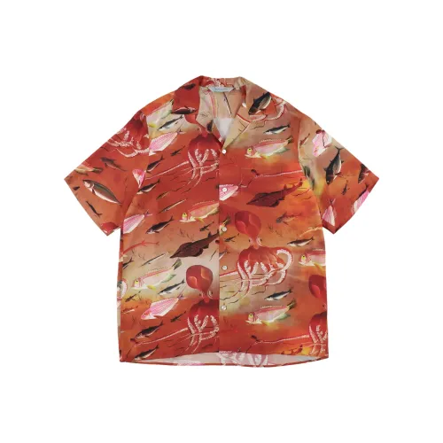 NIPOALOHA Оранжевый Красный Унисекс Рубашки
