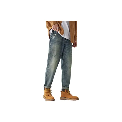 YUQIAN Винтажные синие мужские джинсы