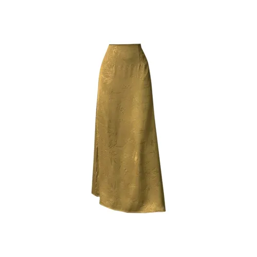 JOSR Золотая Женская Повседневная Длинная Юбка