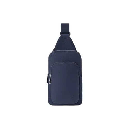 LOUIS VUITTON Avenue Телячья кожа Сумка через плечо Маленькая Мужская Морской синий