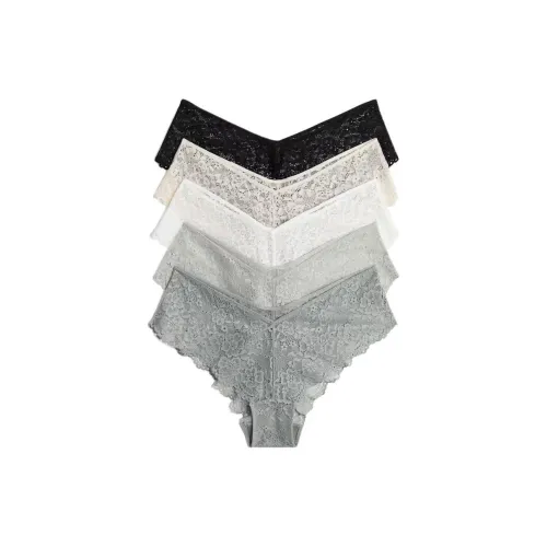 H M 5 пачек Серый Зеленый + Светло-Серый Зеленый + Светло-Бежевый + Белый + Черный Женские трусики-бикини