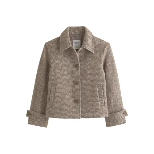 Abercrombie＆Fitch Коричневый елочный узор женское пальто