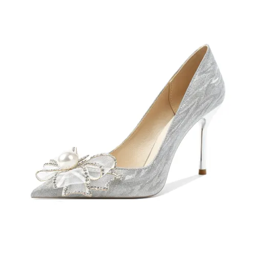 GROUNDZERO Узкий каблук Высокие каблуки 6 см 8 см Женская серебряная коробка