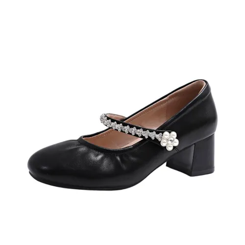 Wuji Грубый каблук Мэри Джейн Женские туфли