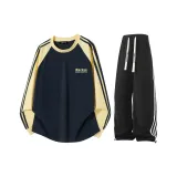 Темно-синий, синий и желтый топ с рукавами + черный K