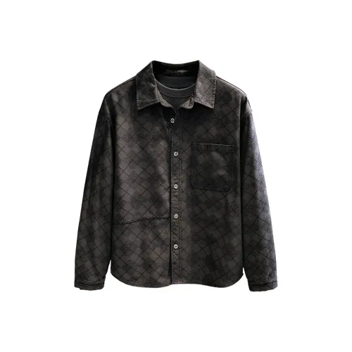 YGQPZHZ Темно-серый Мужские Рубашки