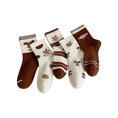 QUANJIAHUI Комбо набор 5 пар унисекс носки MID до икры