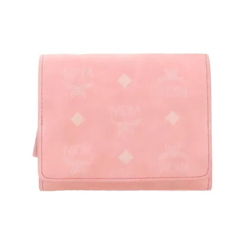 MCM Напп Кожа Комбинированный Держатель для Карт Кошелек Мини Женский Розовый