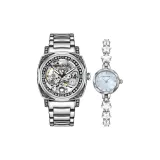 Серебряный синий двойной часы