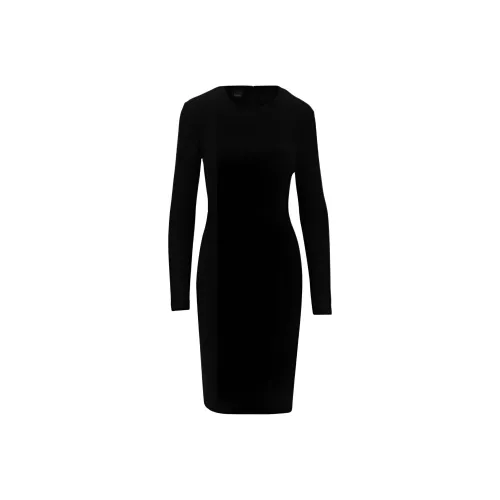 PINKO FW23 Длинное платье с длинным рукавом женское черное